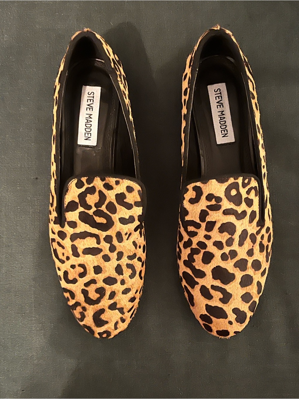 NWOT Genuine Leather Leopard Print Steve Madden Loafers 7